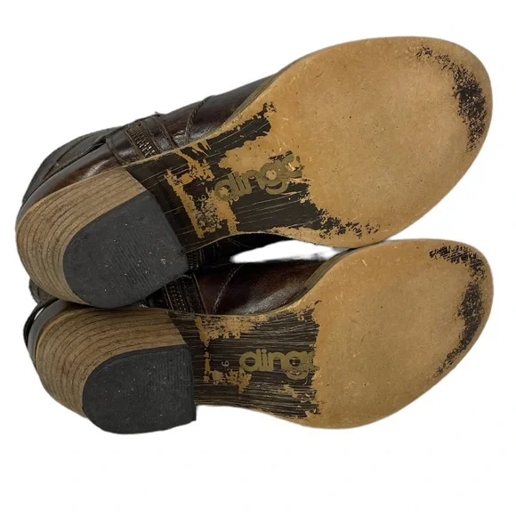 Dingo Metro Leather Ankle Boots Size 9 Harness Zipper Accents Urban Boot Brown - Picture 6 of 8